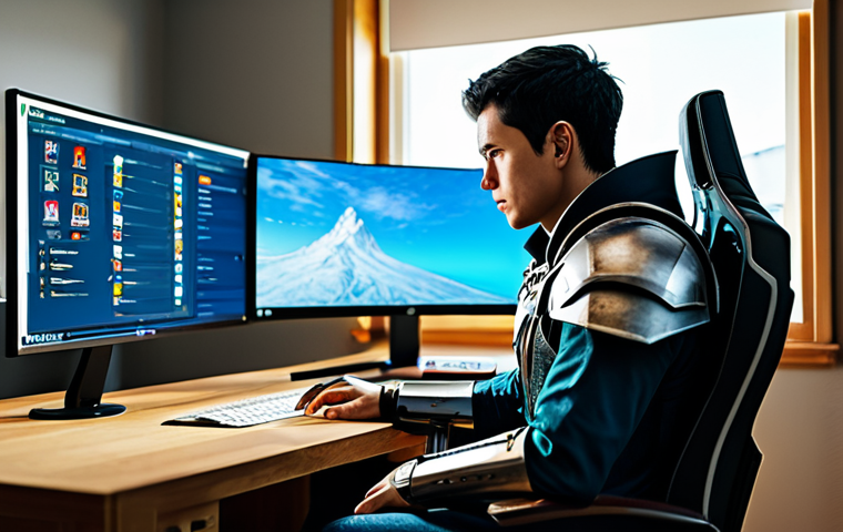 A focused individual, sitting in a modern gaming chair, contemplating a complex class selection screen within a vibrant fantasy MMORPG. The screen displays diverse character archetypes with detailed, modest armor. The player is fully clothed in comfortable, professional casual wear. The background is a clean, well-organized home office setup, bathed in soft, natural light. * **Qualifiers:** safe for work, appropriate content, fully clothed, professional dress, perfect anatomy, correct proportions, natural pose, well-formed hands, proper finger count, natural body proportions, high-quality, detailed, realistic photography, family-friendly.