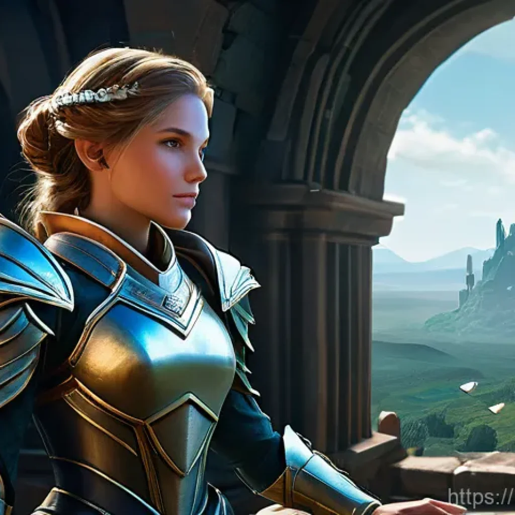 아이온 소비템 제작법 - **Prompt 1: The Mobile Artisan's Edge** "A female Daeva, clad in intricate Aion plate armor, is ...