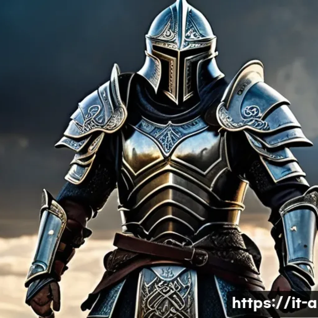 아이온 룬 시스템 공략 - A fierce warrior clad in heavy, intricately detailed armor with glowing runes etched into the metal ...