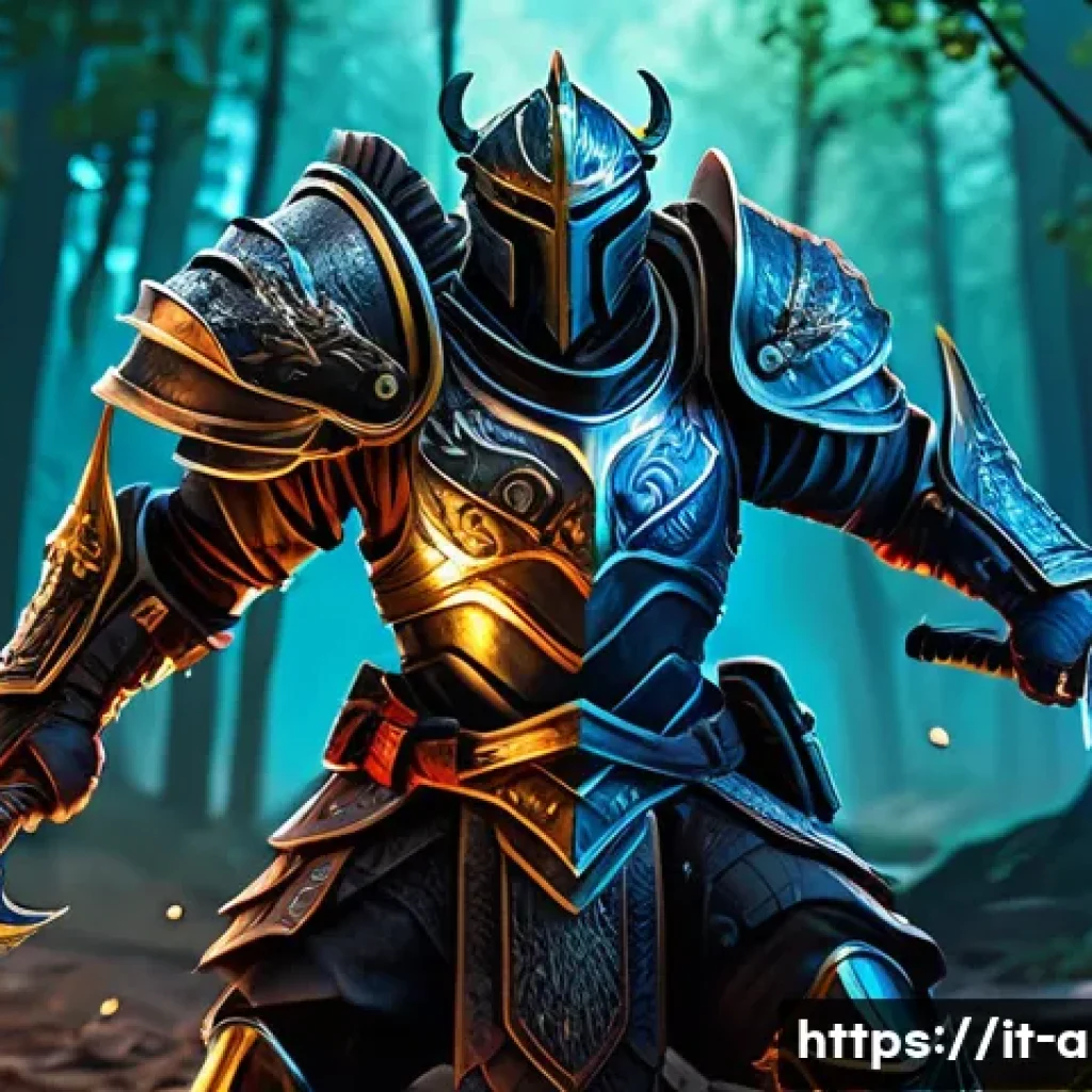 아이온 레벨업 꿀팁 - A dynamic fantasy battle scene showcasing a skilled warrior character in detailed, ornate armor exec...