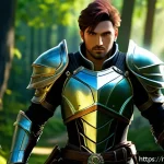 아이온 데일리 퀘스트 - A focused fantasy MMORPG player character in stylish light armor, efficiently navigating a lush, det...